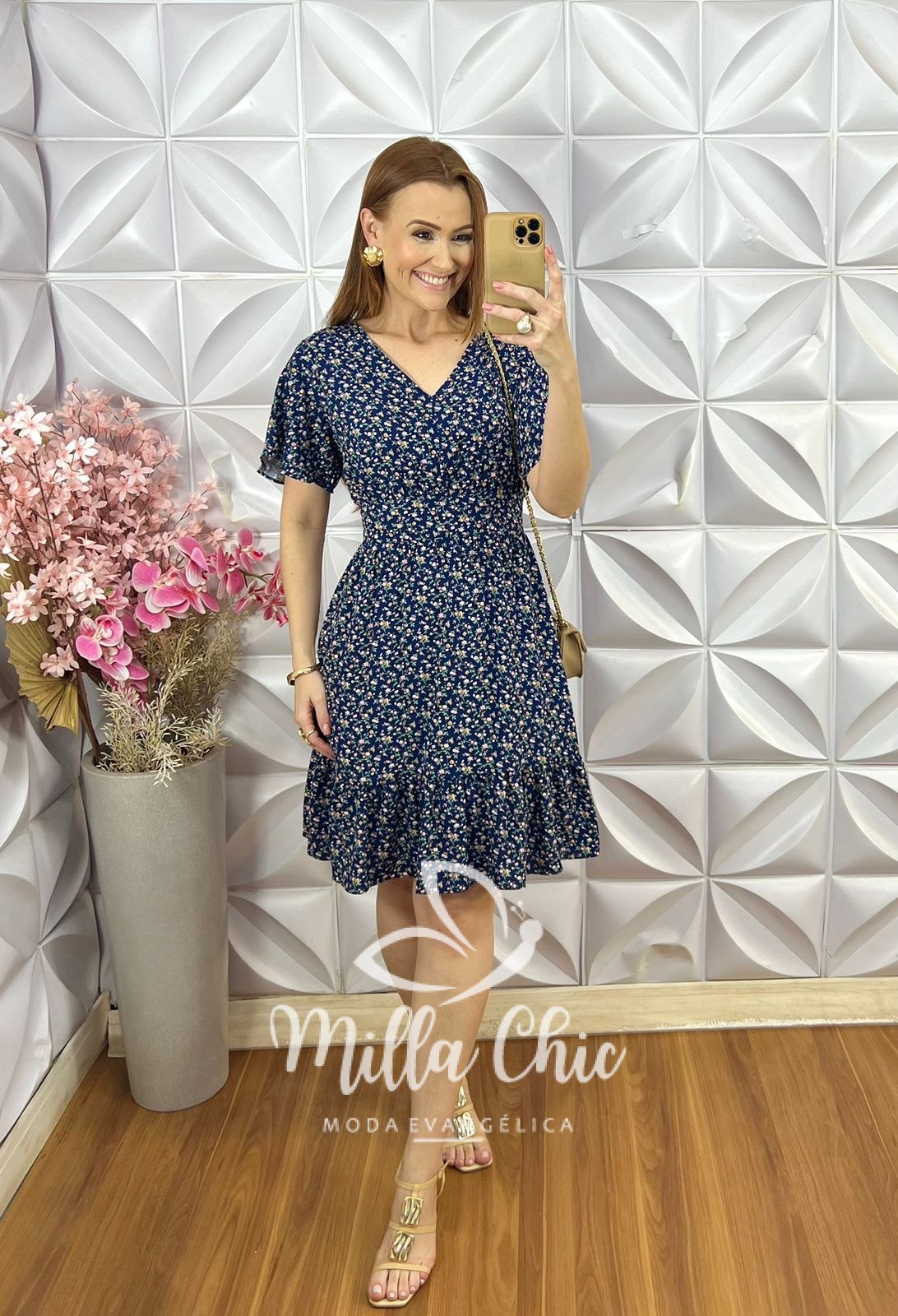 Milla Chic - millachic com br vestido analu em viscolinho estampado azul marinho copia Vestido Analu em Viscolinho Estampado - Azul Marinho - Milla Chic