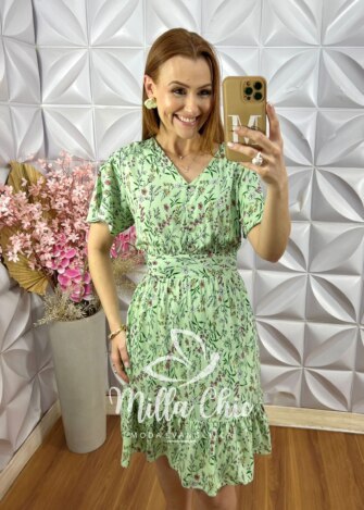 Milla Chic - millachic com br vestido analu estampado com botao menta copia 1 Vestido Analu Estampado com Botão - Menta - Milla Chic