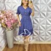 Vestido Analu Estampado com Botão - New Blue - Milla Chic