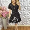 Vestido Analu Estampado com Botão - Preto - Milla Chic