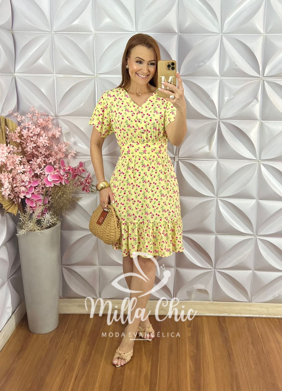 Milla Chic - millachic com br vestido analu estampado floral rosa manteiga 5 Vestido Analu Estampado Floral Rosa - Manteiga - Milla Chic