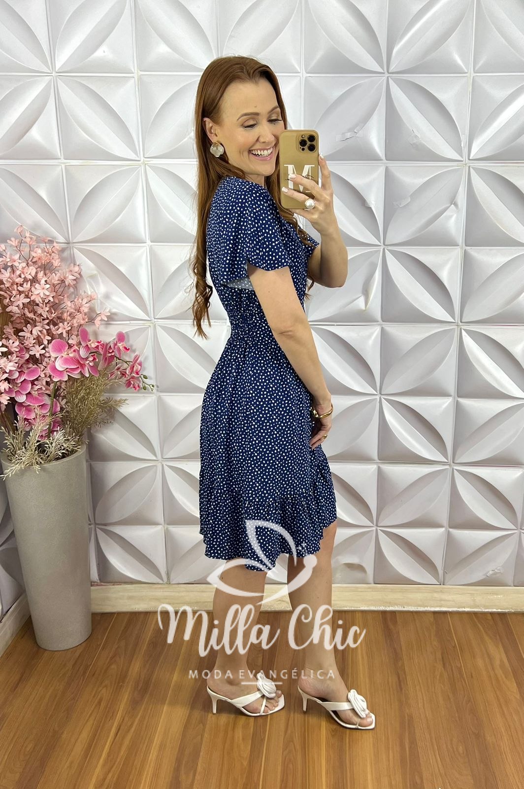 Milla Chic - millachic com br vestido analu poa az 1 Vestido Analu Poá - Azul Marinho - Milla Chic