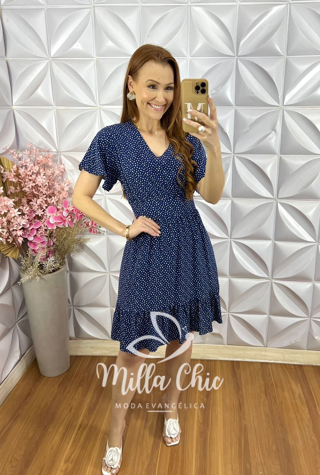 Milla Chic - millachic com br vestido analu poa az 2 Vestido Analu Poá - Azul Marinho - Milla Chic