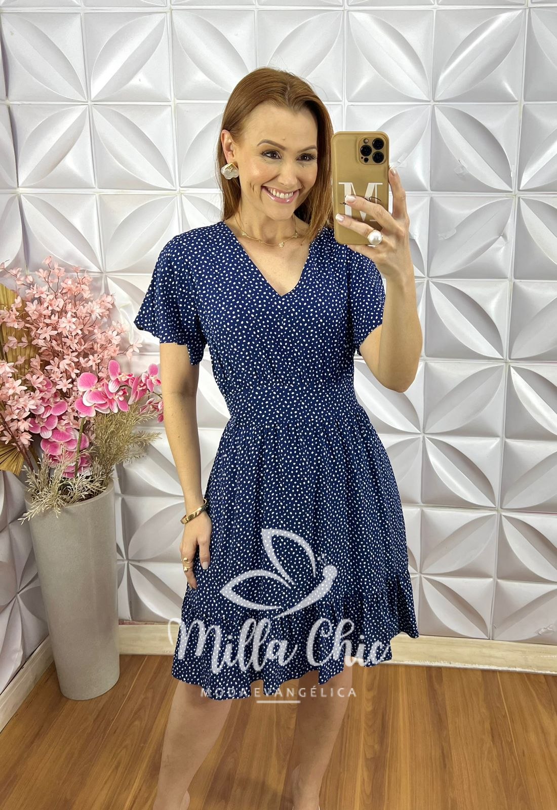 Milla Chic - millachic com br vestido analu poa az 3 Vestido Analu Poá - Azul Marinho - Milla Chic