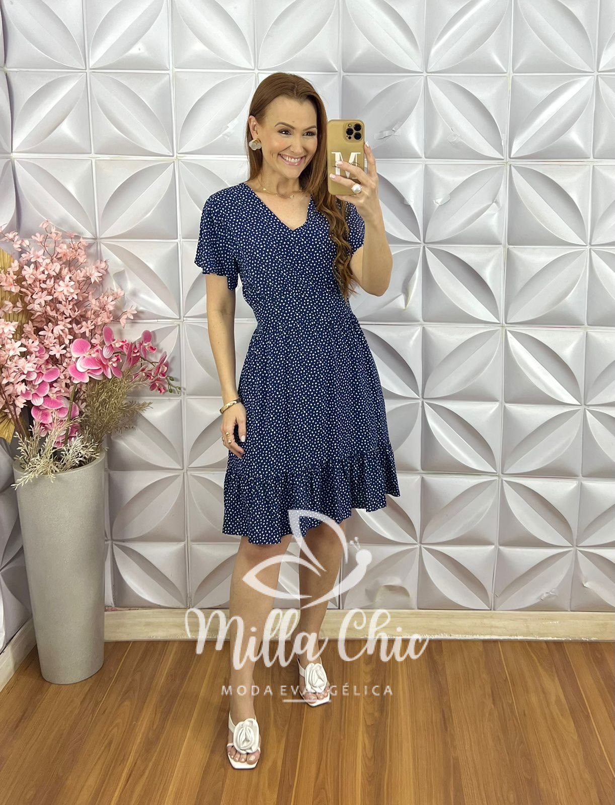 Milla Chic - millachic com br vestido analu poa az 4 Vestido Analu Poá - Azul Marinho - Milla Chic