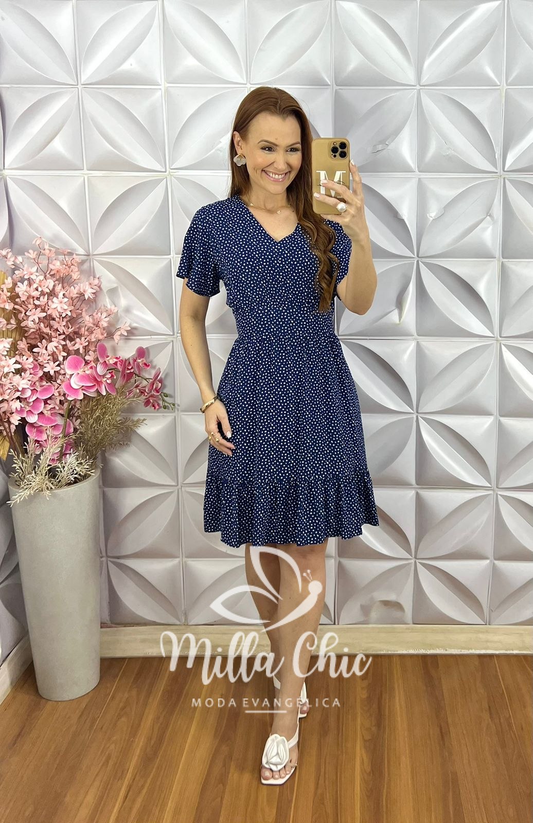Milla Chic - millachic com br vestido analu poa az Vestido Analu Poá - Azul Marinho - Milla Chic