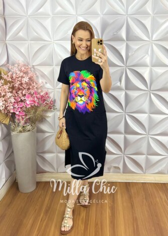 Vestido Athenas Em Malha Algodão - Preto - Milla Chic