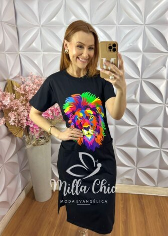 Vestido Athenas Em Malha Algodão - Preto - Milla Chic