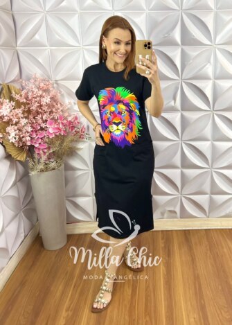 Vestido Athenas Em Malha Algodão - Preto - Milla Chic