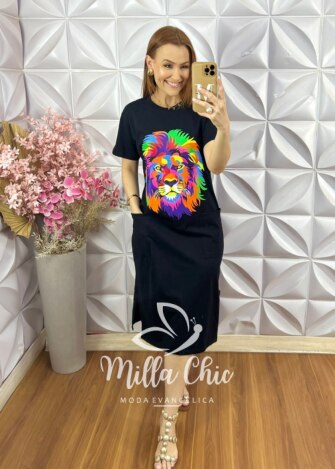 Vestido Athenas Em Malha Algodão - Preto - Milla Chic