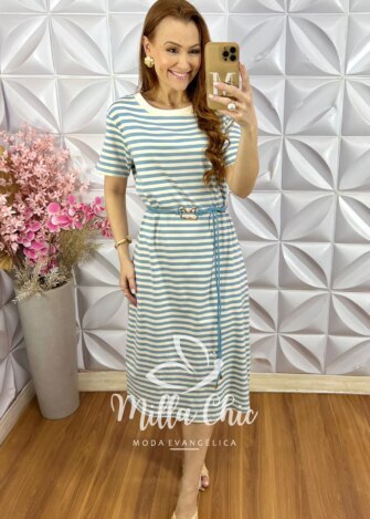 Milla Chic - millachic com br vestido aurea em malha algodao azul 1 Vestido Áurea em Malha Algodão - Azul - Milla Chic