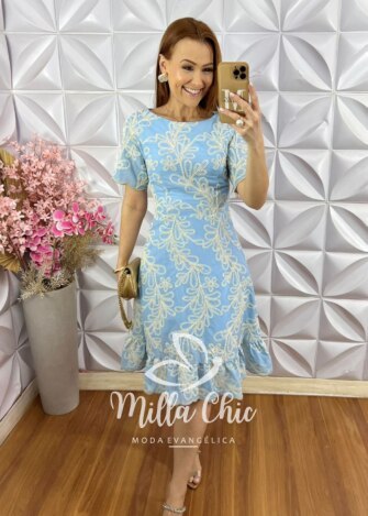 Milla Chic - millachic com br vestido carlota lesie bordado azul baby Vestido Carlota Lesie Bordado - Azul Baby - Milla Chic
