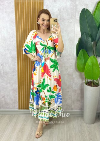 Vestido Catarina Em Viscosarja - Creme - Milla Chic