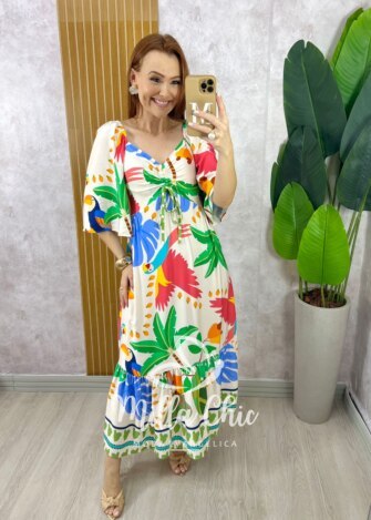 Milla Chic - millachic com br vestido catarina em viscosarja Vestido Catarina Em Viscosarja - Creme - Milla Chic