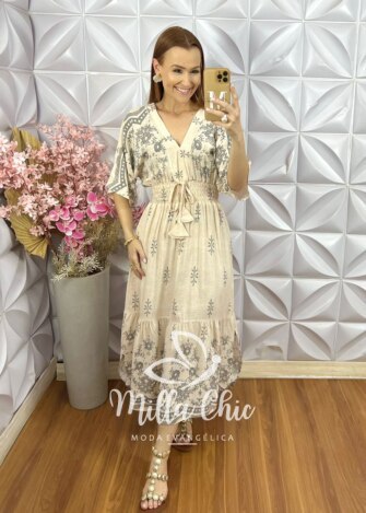 Milla Chic - millachic com br vestido chiara estampa preta off white copia Vestido Chiara Estampa Preta - Off White - Milla Chic