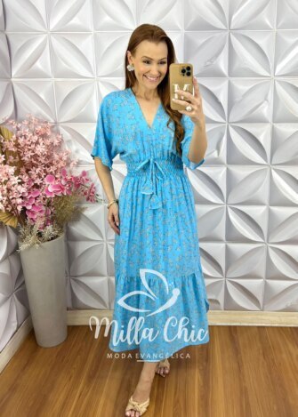 Vestido Chiara - Azul Céu - Milla Chic