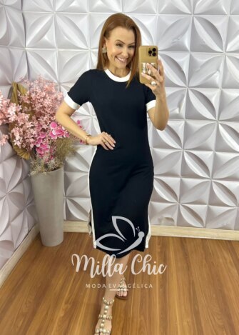 Milla Chic - millachic com br vestido consuelo em pampb copia 1 Vestido Consuelo em Moletinho - Preto - Milla Chic