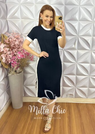 Vestido Consuelo em Moletinho - Preto - Milla Chic