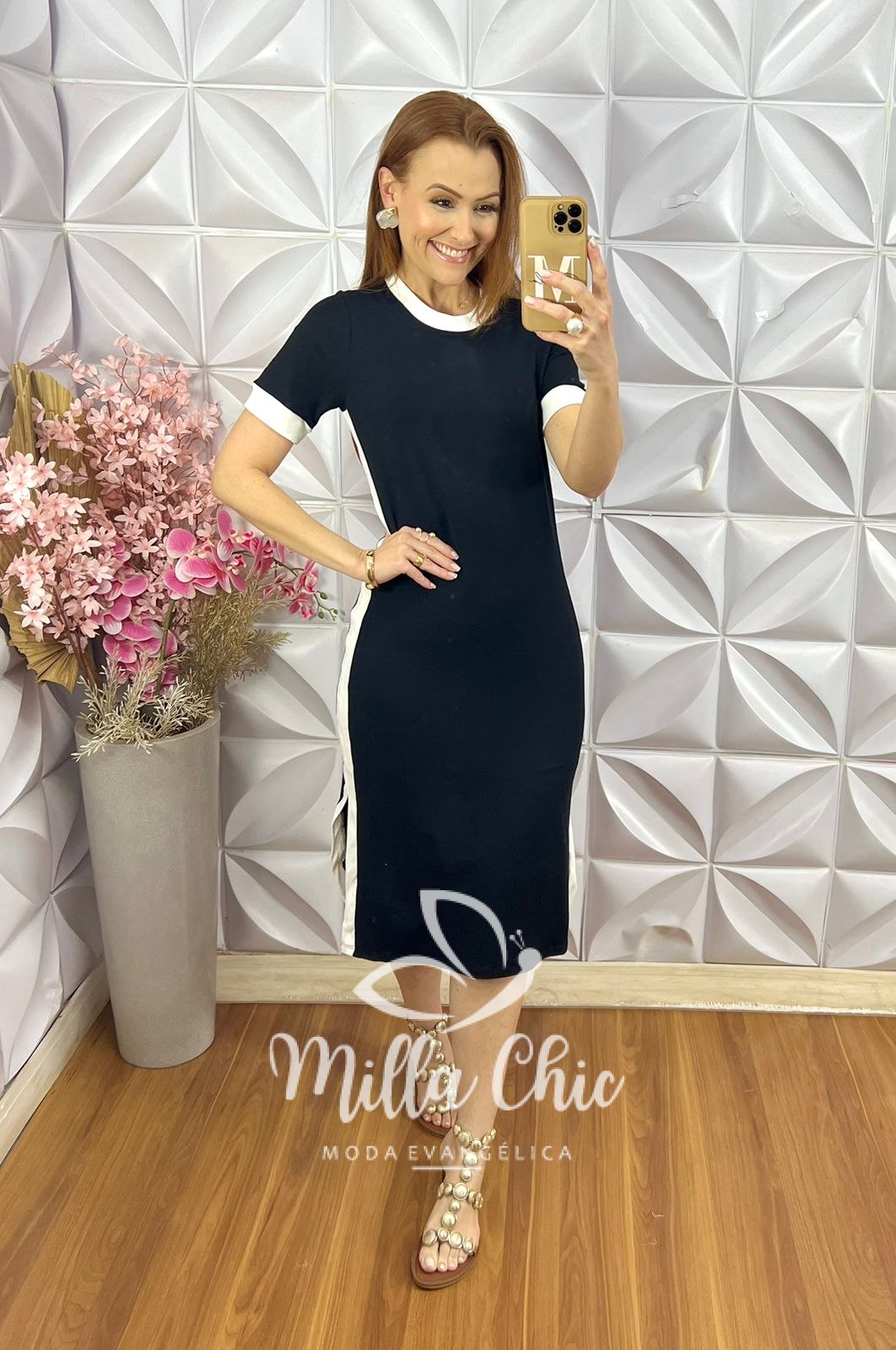 Milla Chic - millachic com br vestido consuelo em pampb copia 3 Vestido Consuelo em Moletinho - Preto - Milla Chic