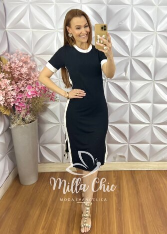 Milla Chic - millachic com br vestido consuelo em pampb copia Vestido Consuelo em Moletinho - Preto - Milla Chic