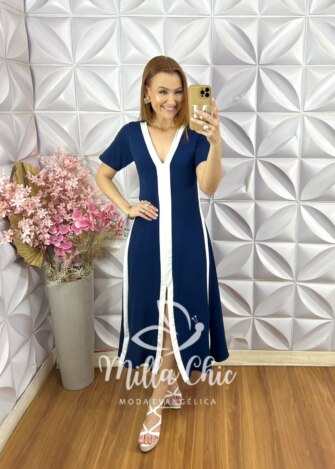 Vestido Dafine Em Moletinho - Azul Marinho - Milla Chic