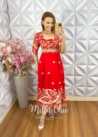Vestido Daniela em Lesie - Vermelho - Milla Chic