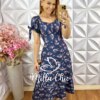 Vestido Donatella Em Crepe Seda - Azul índigo - Milla Chic