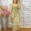 Vestido Fabiana em Viscolinho - Amarelo Palha - Milla Chic