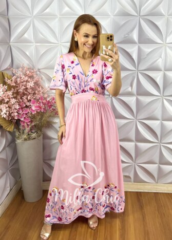 Milla Chic - millachic com br vestido fiorella bordado rosa 1 Vestido Fiorella Bordado - Rosa - Milla Chic
