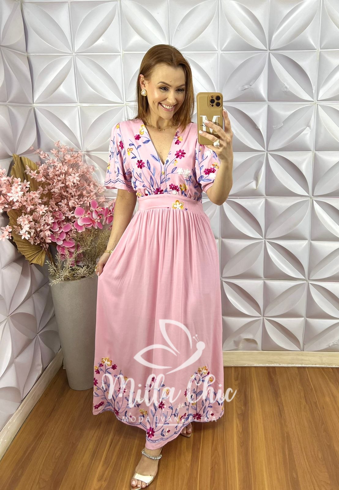 Milla Chic - millachic com br vestido fiorella bordado rosa 2 Vestido Fiorella Bordado - Rosa - Milla Chic