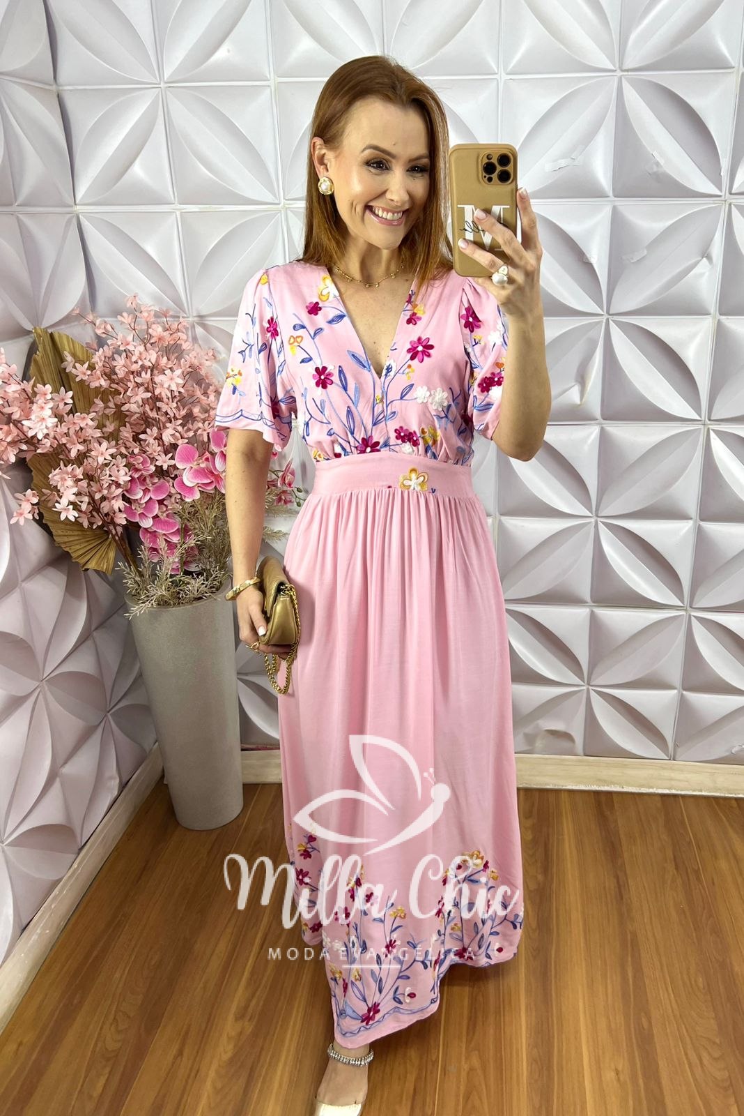 Milla Chic - millachic com br vestido fiorella bordado rosa 4 Vestido Fiorella Bordado - Rosa - Milla Chic