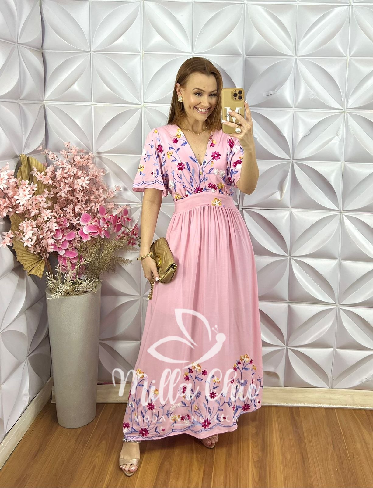 Milla Chic - millachic com br vestido fiorella bordado rosa 5 Vestido Fiorella Bordado - Rosa - Milla Chic
