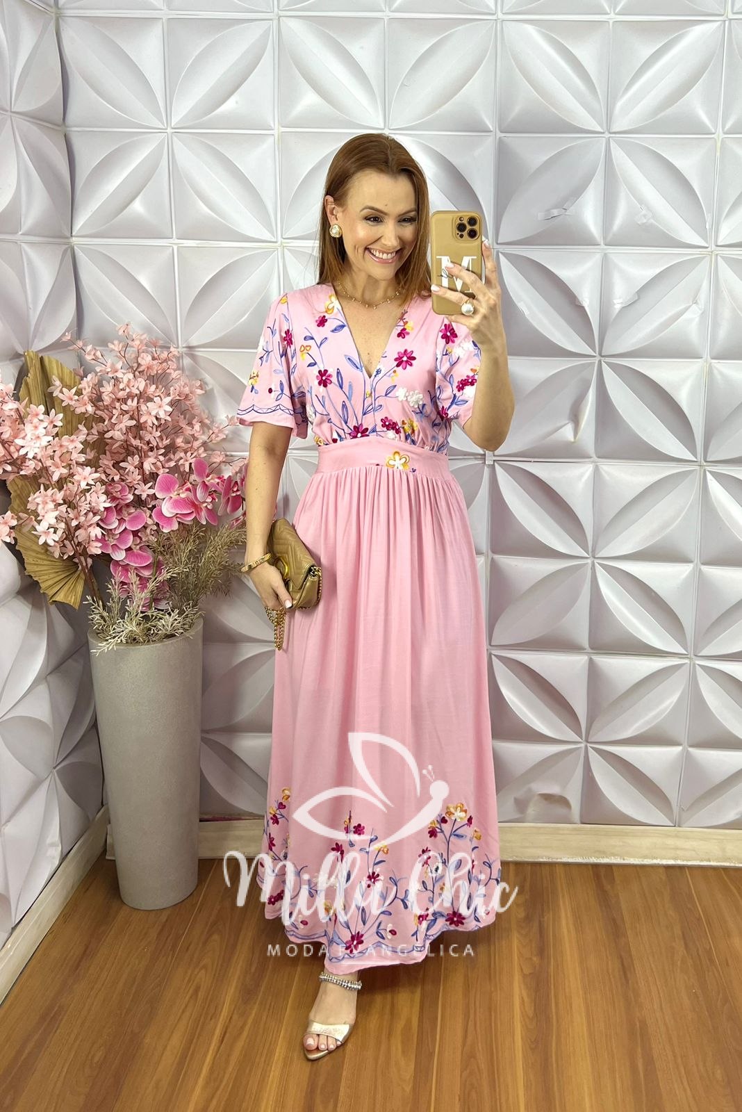 Milla Chic - millachic com br vestido fiorella bordado rosa Vestido Fiorella Bordado - Rosa - Milla Chic