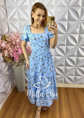 Milla Chic - millachic com br vestido gloria em viscolinho menta estampado Vestido Glória em Viscolinho - Menta Estampado - Milla Chic