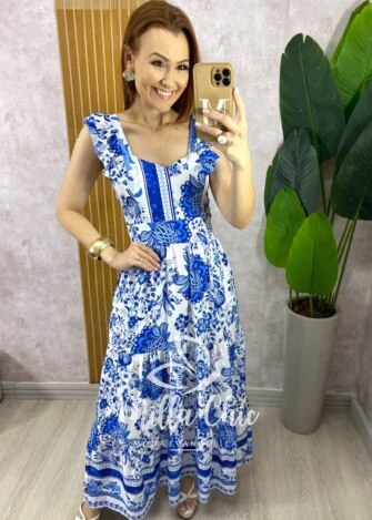 Milla Chic - millachic com br vestido grecia manga babado naval 1 Vestido Grécia Manga Babado - Azul - Milla Chic