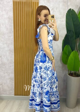 Milla Chic - millachic com br vestido grecia manga babado naval 2 Vestido Grécia Manga Babado - Azul - Milla Chic