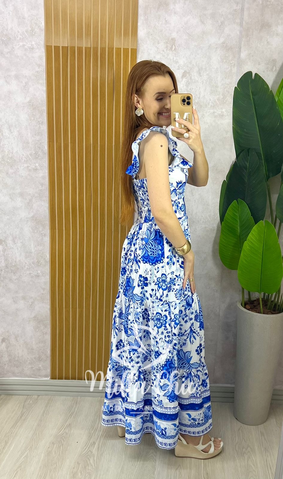 Milla Chic - millachic com br vestido grecia manga babado naval 2 Vestido Grécia Manga Babado - Azul - Milla Chic