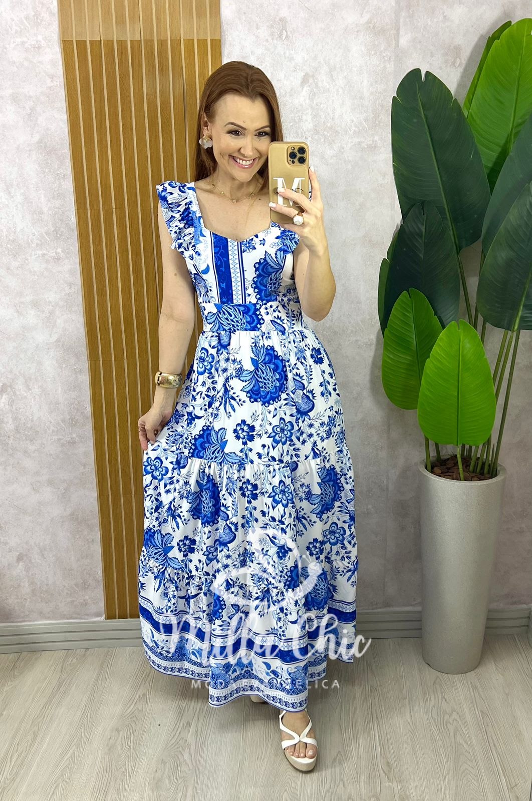 Milla Chic - millachic com br vestido grecia manga babado naval Vestido Grécia Manga Babado - Azul - Milla Chic