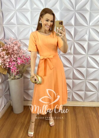 Vestido Helena em Alfaiataria - Pêssego - Milla Chic