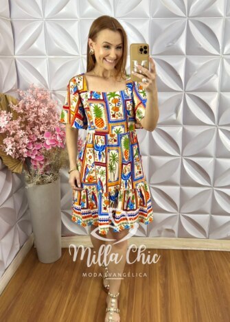 Milla Chic - millachic com br vestido hevelin em viscosarja estampado 1 Vestido Hevelin em Viscosarja - Estampado - Milla Chic