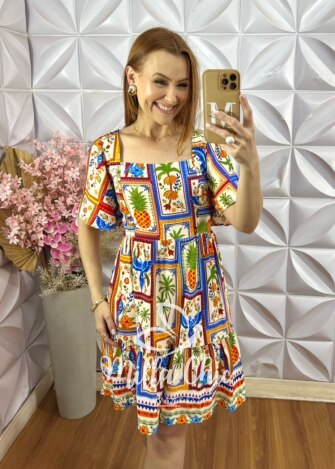 Vestido Hevelin em Viscosarja - Estampado - Milla Chic