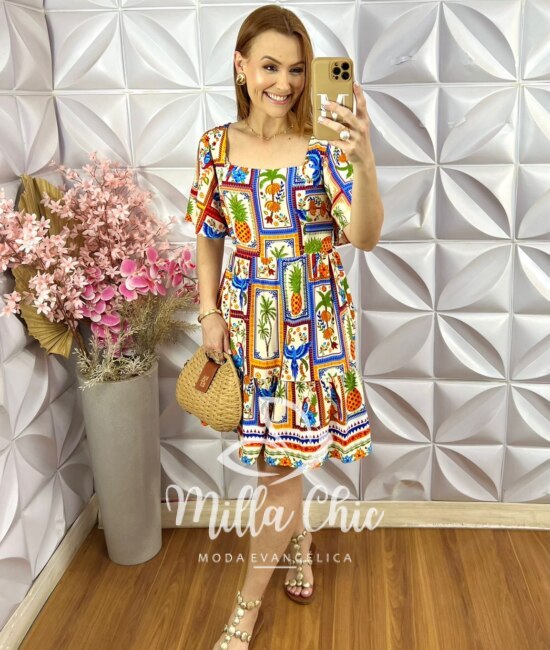 Vestido Hevelin em Viscosarja - Estampado - Milla Chic