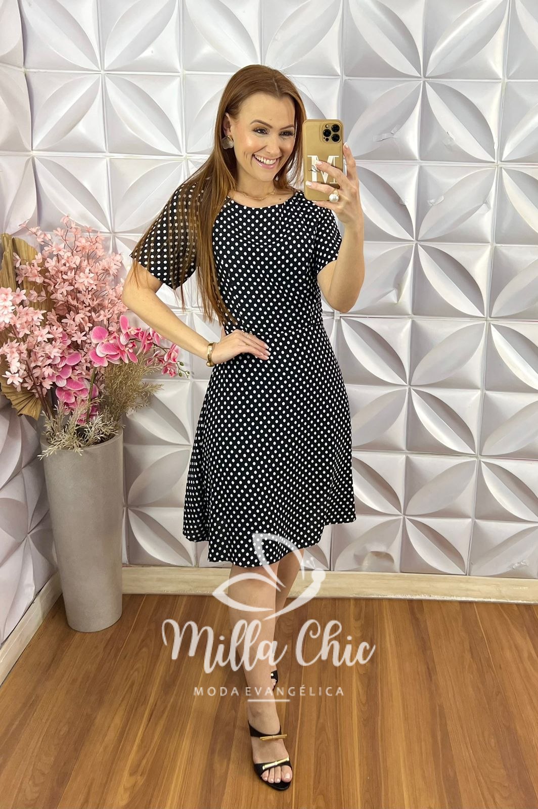 Milla Chic - millachic com br vestido ines em viscose poa preto 4 Vestido Inês em Viscose Póa - Preto - Milla Chic