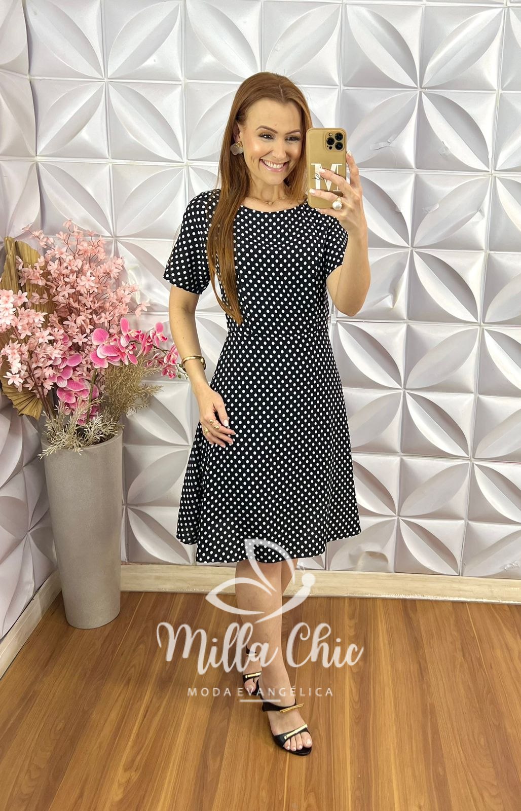 Milla Chic - millachic com br vestido ines em viscose poa preto 5 Vestido Inês em Viscose Póa - Preto - Milla Chic