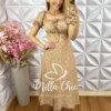 Vestido Judite em Viscolinho Estampado - Amarelo - Milla Chic