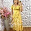 Vestido Judite em Viscolinho Estampado - Amarelo - Milla Chic