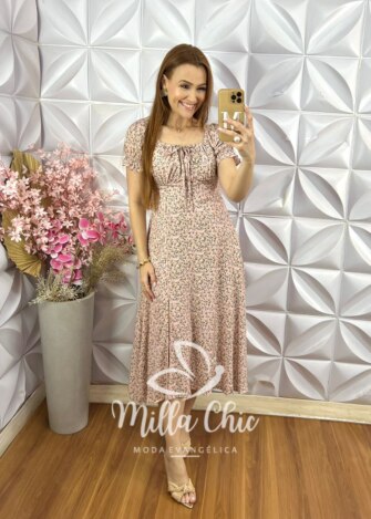 Vestido Judite Estampado - Rosê - Milla Chic
