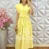 Vestido Lígia em Alfaiataria Marrant - Manteiga - Milla Chic