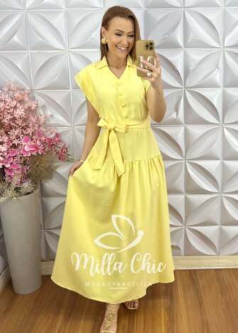 Milla Chic - millachic com br vestido ligia em alfaiataria marrant preto copia 2 Vestido Lígia em Alfaiataria Marrant - Manteiga - Milla Chic