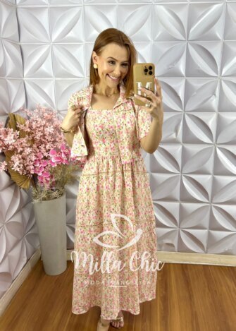 Milla Chic - millachic com br vestido luana em lesie algodao rosa 2 Vestido Luana em Lesie Algodão - Rosa - Milla Chic